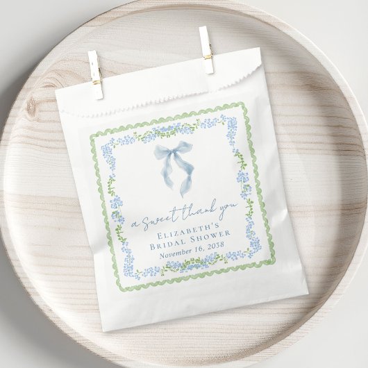 Elegante blaue Schleife Brause Shower Süße Danke Geschenktütchen