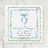 Elegante blaue Schleife Brautdusche Danke Geschenkanhänger (Rückseite)