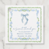 Elegante blaue Schleife Brautdusche Danke Geschenkanhänger (Vorderseite)