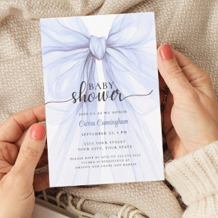 Elegante Blaue Schleife Jungen Baby Shower Einladu Einladung