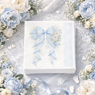 Elegante blaue Schleifen-Blumen-Spitze Jungen-Baby Serviette