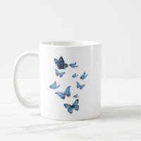 Elegante Blaue Schmetterlinge Tasse | Natur- und B