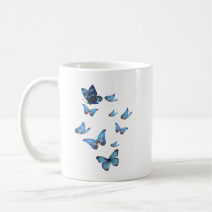 Elegante Blaue Schmetterlinge Tasse Natur- und B