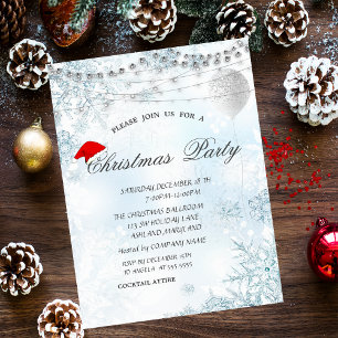 Elegante blaue Schneeflocken, Lichter, Ballon, Wei Einladung