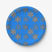 Elegante blaue Schneeflocken Pappteller (Vorderseite)