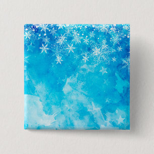 Elegante Blaue Schneeflocken Weihnachten   Schaltf Button