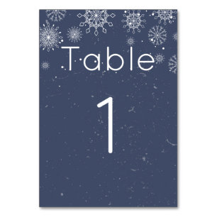 Elegante Blaue Schneeflocken Winter Hochzeit Tisch Tischnummer