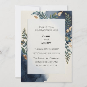 Elegante blaue schottische Hochzeitseinladung Einladung