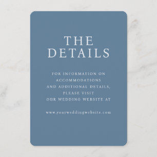 Elegante blaue Serif-Hochzeits-Webseite-Karte Begleitkarte