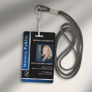 Elegante blaue silberne Notar-QR-Code-Foto-I.D.-Sc Ausweis