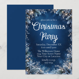 Elegante Blaue Silberne Winter-Wunderland-Party-Ei Einladung