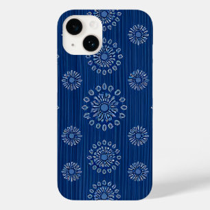 Elegante blaue Sonnenmica-Textur mit Blumenmuster Case-Mate iPhone 14 Hülle