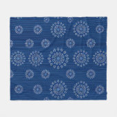 Elegante blaue Sonnenmica-Textur mit Blumenmuster Fleecedecke (Vorderseite (Horizontal))