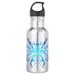 Elegante blaue Stammesmaske abstraktes Design Edelstahlflasche