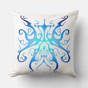 Elegante blaue Stammesmaske abstraktes Design Kissen