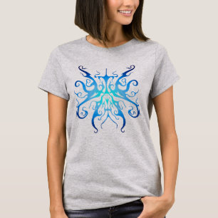 Elegante blaue Stammesmaske abstraktes Design T-Shirt