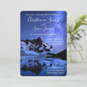 Elegante Blaue Sterne Nacht im Snowy Gebirge Einladung (Stehend Vorderseite)