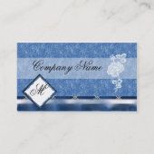 Elegante blaue Stickerei-weiße Visitenkarte (Rückseite)