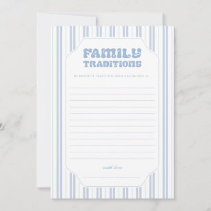 Elegante blaue Streifen Familien Traditionen Baby  Einladung