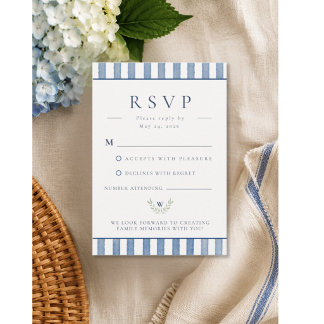 Elegante blaue Streifen-Familientreffen-RSVP-Karte Dankeskarte