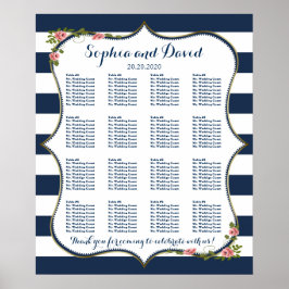 Elegante blaue Streifen für Hochzeiten Poster