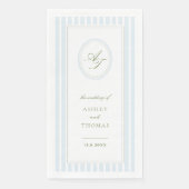 Elegante blaue Streifen Hochzeit Serviette (Vorderseite)