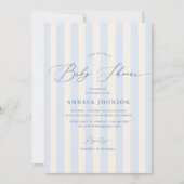 Elegante blaue Streifen Junge Dusche Einladung (Vorderseite)