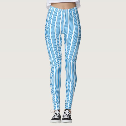 Elegante blaue Streifen Moderne Vorlage Leggings (Vorderseite)