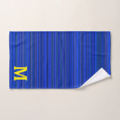 Elegante blaue Streifen Monogramm Badhandtuch Set (Handtuch)
