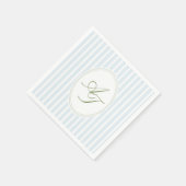 Elegante blaue Streifen Monogramm Serviette (Ecke)