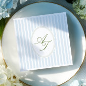 Elegante blaue Streifen Monogramm Serviette