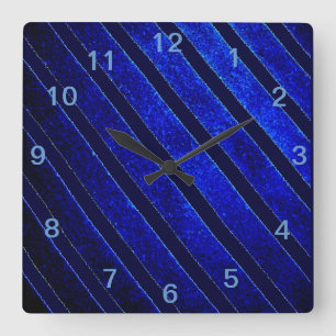Elegante blaue Streifen- Quadrat-Wanduhr Quadratische Wanduhr