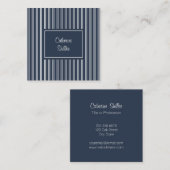 Elegante blaue Streifen Quadratische Visitenkarte (Vorne/Hinten)