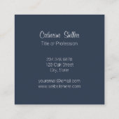 Elegante blaue Streifen Quadratische Visitenkarte (Rückseite)