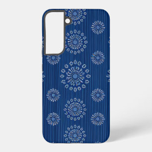 Elegante blaue Sunmica-Textur mit Blumenmuster Samsung Galaxy Hülle