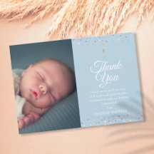 Elegante Blaue Taufe Christening Herzen Foto