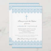 Elegante blaue Taufe-/Taufeinladung Einladung (Vorne/Hinten)