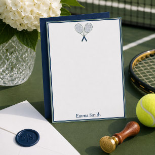 Elegante blaue Tennis-Schreibwaren personalisiert  Mitteilungskarte