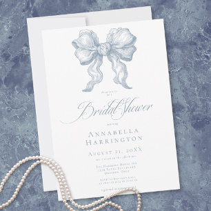 Elegante blaue Toile-Bow-French-Brautparty Einladung