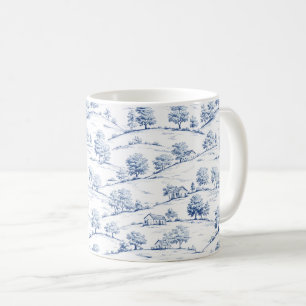 Elegante blaue Toile-Vintage-französische pastoral Kaffeetasse