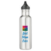 Elegante blaue Typografie Top Template Beste Mama Edelstahlflasche (Rechts)