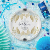 Elegante blaue u. weiße Blumenquerbaby-Taufe Pappteller (Party)