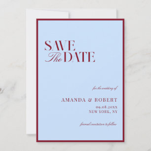 Elegante blaue und burgunderfarbene Hochzeit im Ol Save The Date