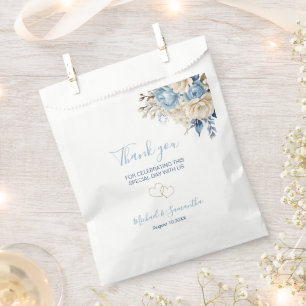 Elegante blaue und elfenbeinfarbene Hochzeitrose Geschenktütchen