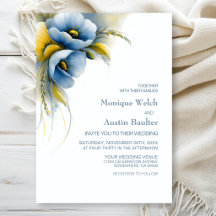 Elegante blaue und gelbe florale Hochzeit