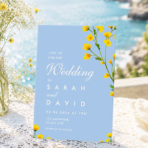 Elegante blaue und gelbe florale Wildblumen-Hochze