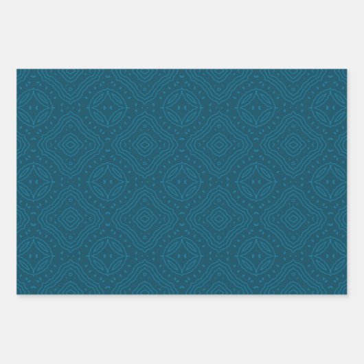 Elegante, blaue und gelbe geometrische Muster Geschenkpapier Set (Vorderseite 2)