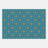 Elegante, blaue und gelbe geometrische Muster Geschenkpapier Set (Vorderseite)