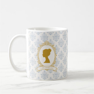 Elegante blaue und goldene Damast-Brautparty Kaffeetasse