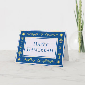 Elegante blaue und goldene hanukkah Grußkarte Feiertagskarte